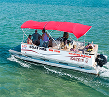 Family hire a pontoon at Pumicestone Passage