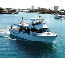 Beautiful cruise boat leaving harbour